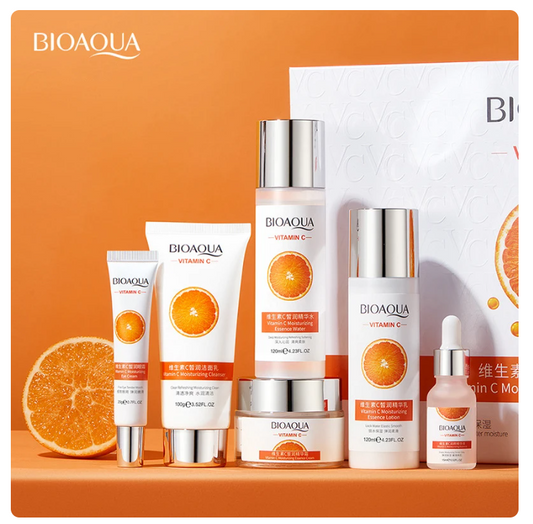 BIOAQUA Vitamin C Skincare Skincare Kit With Vitamin C Extract Helps Remove Spots Set For Face